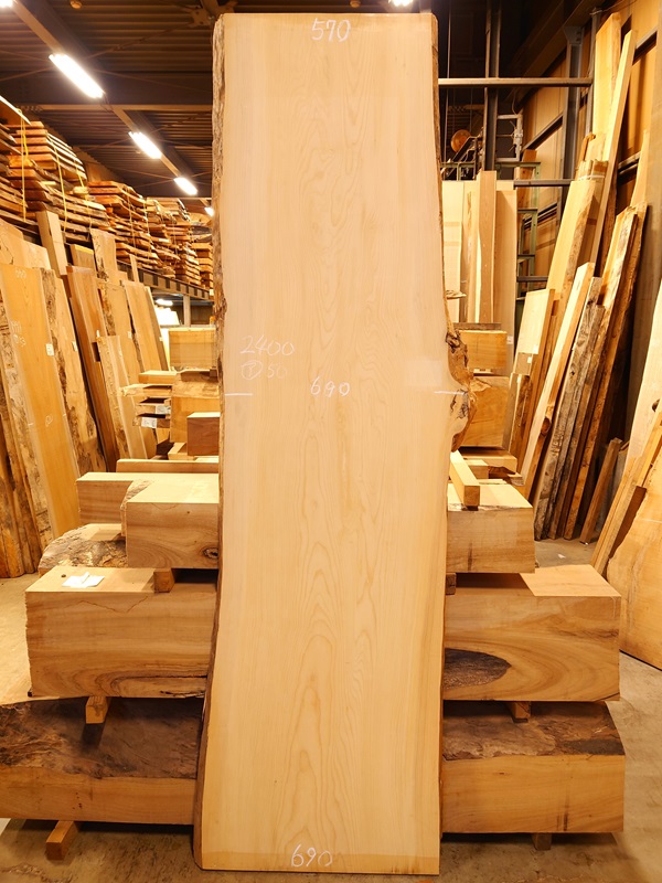 ＫY-６０１　榧カヤかや　国産　天然耳付き板　２４００×７００　電気カンナ済【天然乾燥材】