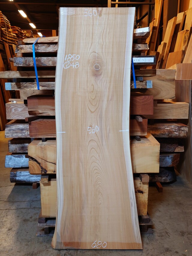 天然木欅材 K-837 欅ケヤキ 国産 天然耳付き板 1850×680 【天然乾燥材