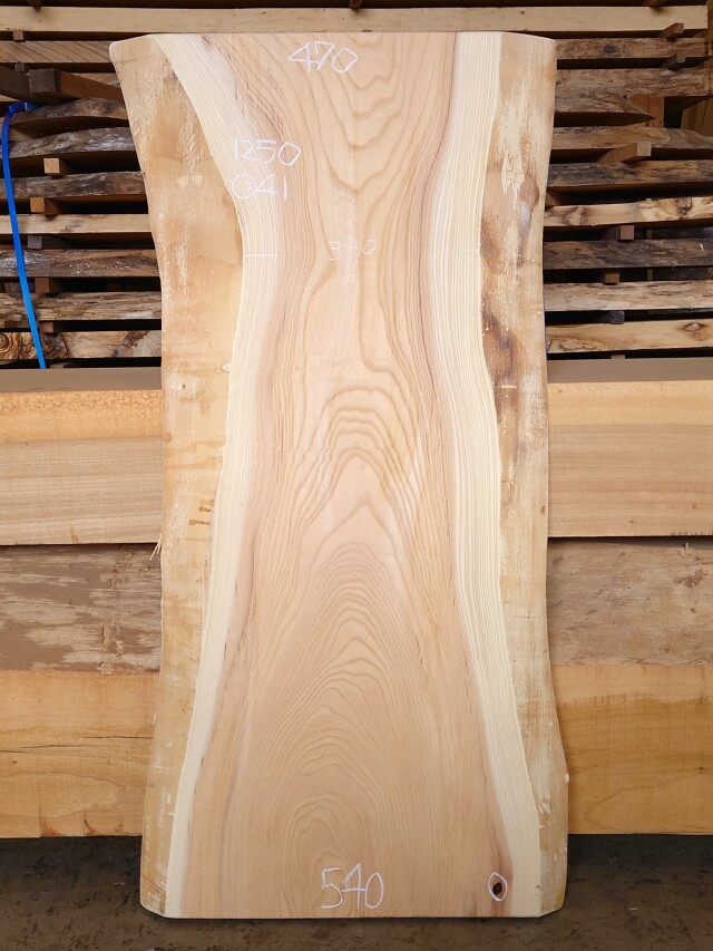 Ｋ-９０９　欅ケヤキ　国産　看板用板　１２５０×５５０【仕上げ加工済】【天然乾燥材】