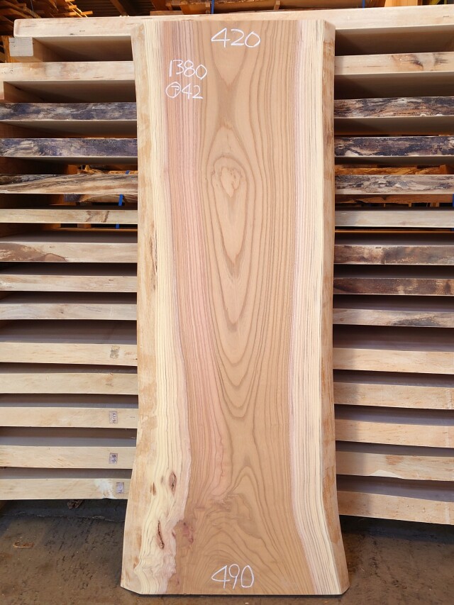 Ｋ-９１９　欅ケヤキ　国産　看板用板　１３８０×５００【仕上げ加工済】【天然乾燥材】