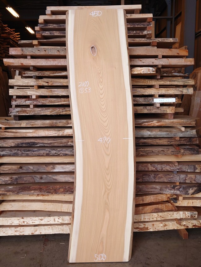 Ｋ-９３０　欅ケヤキ　国産　看板用板　２１００×５００【サンダー加工済】【天然乾燥材】