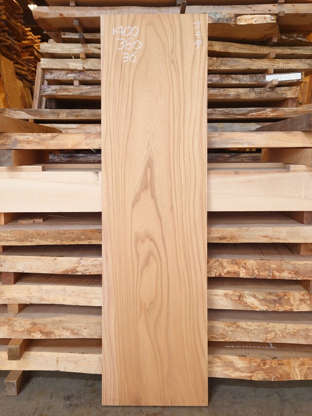 Ｋ-９３９　欅ケヤキ　国産　看板用板　１４００×３８０【サンダー加工済】【天然乾燥材】
