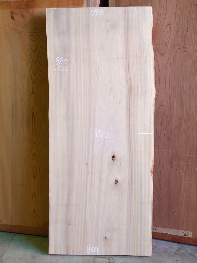 ＫＳ-６０９　楠クスノキ　国産　テーブル用天然耳付き板　１８８０×８００【天然乾燥材】【プレーナー加工済み】