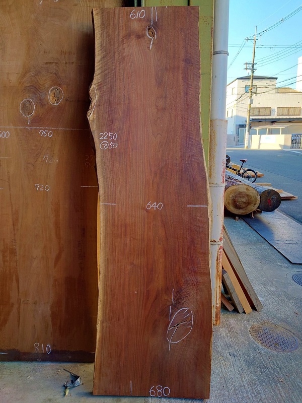 ＷＯ-１７１　ブラックウォールナット　テーブル用一枚板　２２５０×６５０　電気カンナ加工【天然乾燥材】