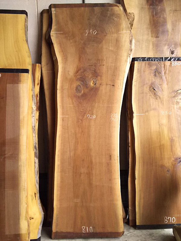 WO-１５４　ブラックウォールナット　天然耳付き板　２７５０×８００　天然乾燥材