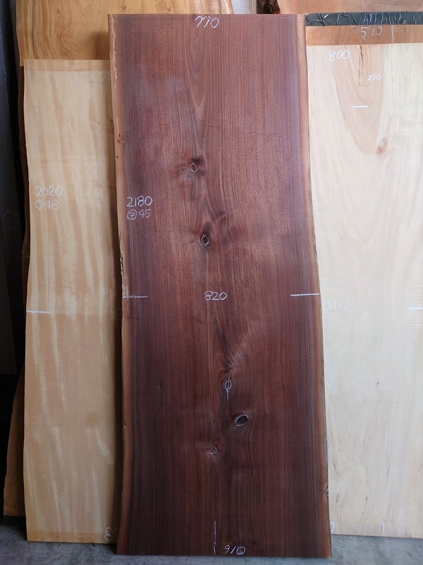 ＷＯ-１６４　ブラックウォールナット　テーブル用一枚板　２１５０×８５０　電気カンナ加工【天然乾燥材】