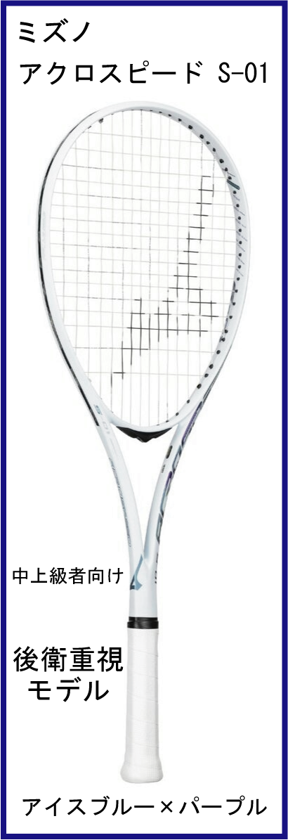 【新デザインラケット】　ミズノ　ACROSPEED S-01　アクロスピード S-01　(アイスブルー×パープル)　【2025年12月発売】