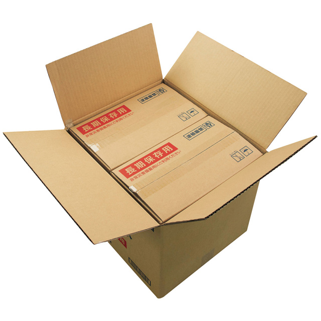 長期保存用2L外装箱を開いた状態