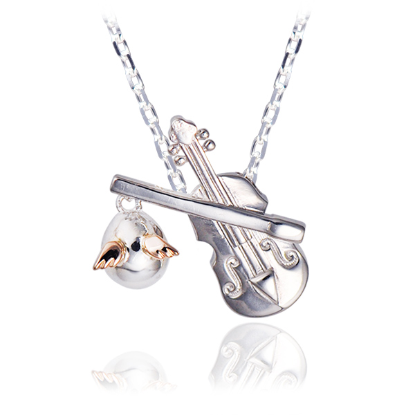 ◆納期約4週間◆天使の卵 天使のバイオリンシルバーネックレス　オーケストラシリーズ　【天使11103】［楽器　音楽］