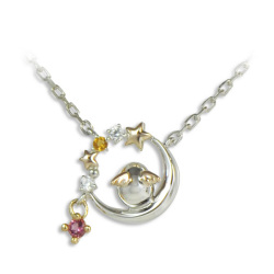 誕生石が２つ選べる プチソナタ バースデー三日月ネックレス 可愛い