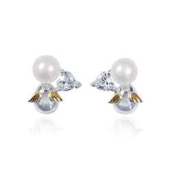 ◆納期約4週間◆天使の卵　淡水パールジュエルハートピアス　【天使3129PL】