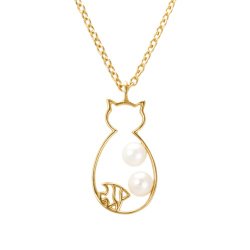 ◆営業日13時まで即日発送◆Cat＆the Bubble Pearl Necklace 天然パールネコネックレス Mirai Tenshi【MIP11019PL】［ねこ 猫］