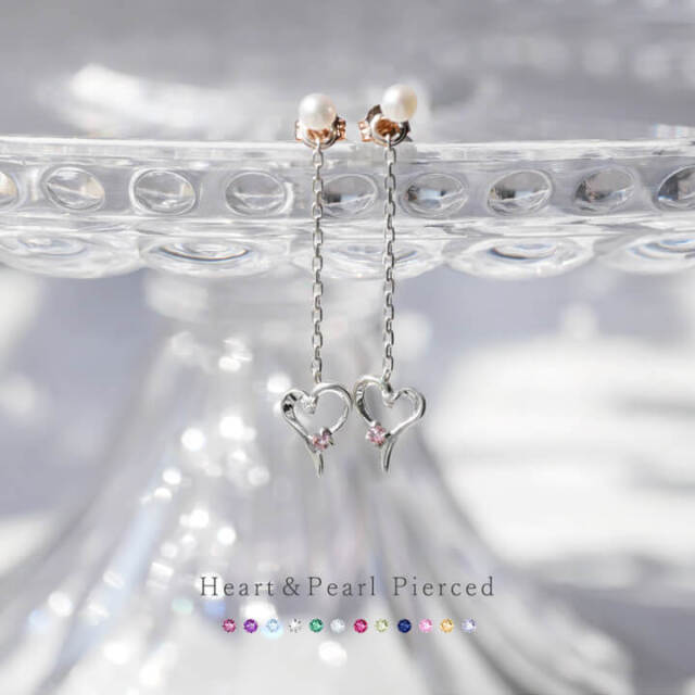 ◇選べる誕生石◇2Way◇Hearty Pearl ハートパールシルバーピアス