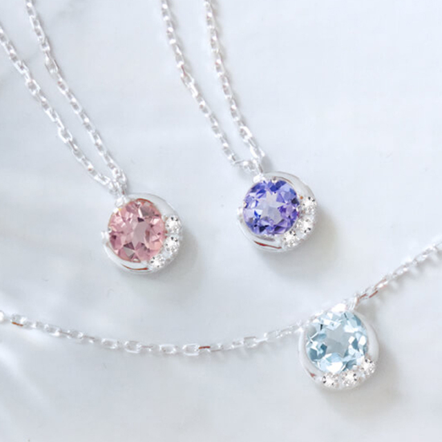 ◇選べる宝石◇三日月ビジューネックレス