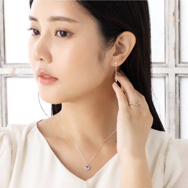 ◇選べる宝石◇三日月ビジューネックレス