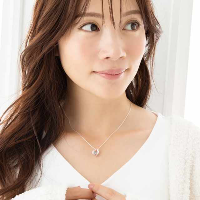 ◇誕生石対応◇フェザーハート ダンシングストーン シルバーネックレス