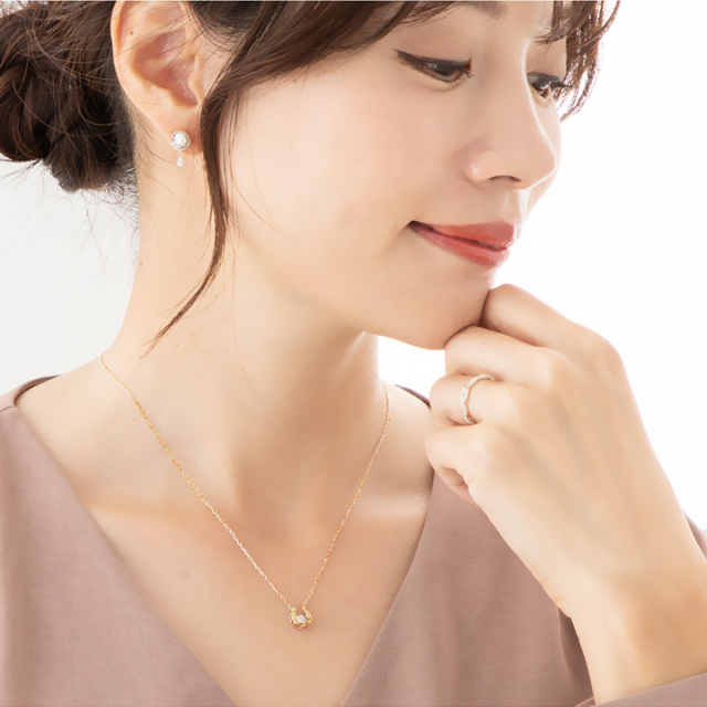◇誕生石対応◇horseshoe ホースシュー（馬蹄）ネックレス 【MIP11007CZ】