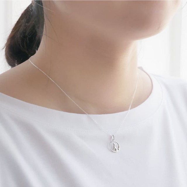 ◇選べる誕生石◇Starlit Crescent Cat Necklace 三日月＆猫