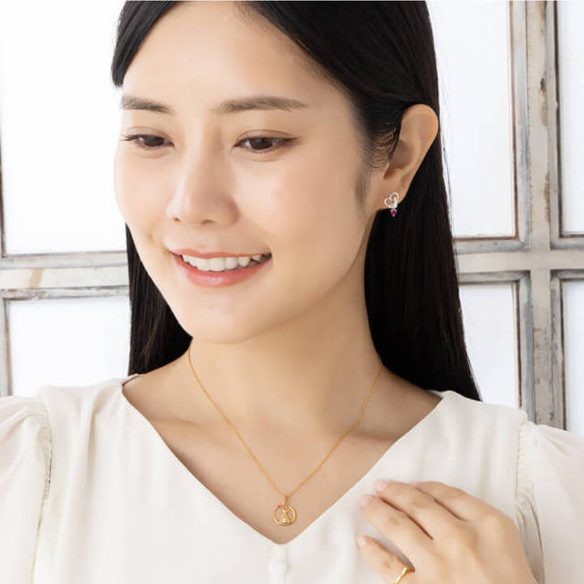 ◇選べる誕生石◇Starlit Crescent Cat Necklace 三日月＆猫ネックレス