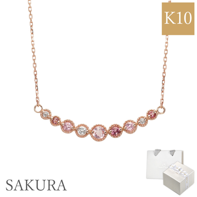 K10ゴールド スミレ・サクラ 天然石アミュレット ライン