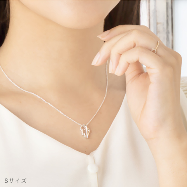 シルバー＆ゴールド ツートン羽モチーフネックレス（小） 未来天使