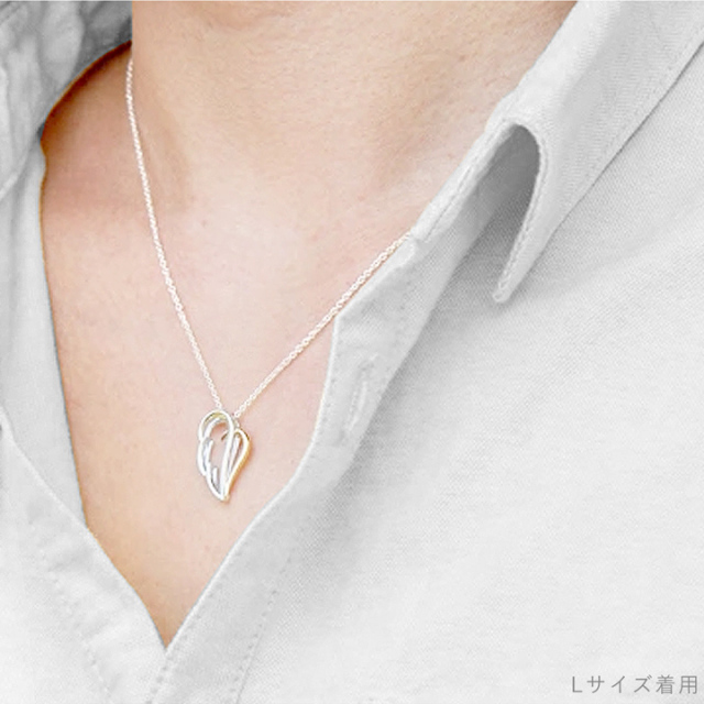シルバー＆ゴールド ツートン羽モチーフネックレス（小） 未来天使  