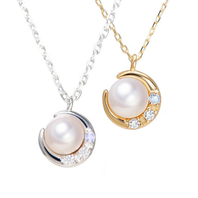 誕生石が選べる 三日月天然パールネックレス Mip1181web Mirai Tenshi