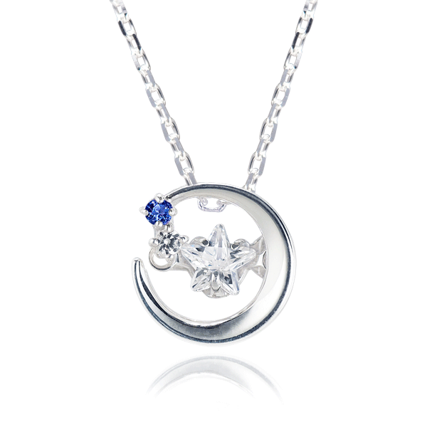 選べる誕生石 Twinkle star in moon 「三日月に煌めく星」 ダンシング