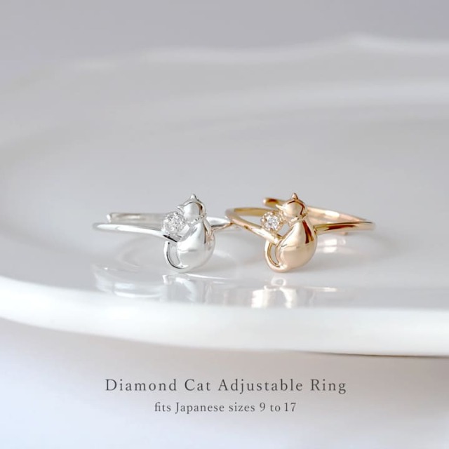 Diamond Cat Adjustable Ring しっぽにダイヤモンド輝く 猫の