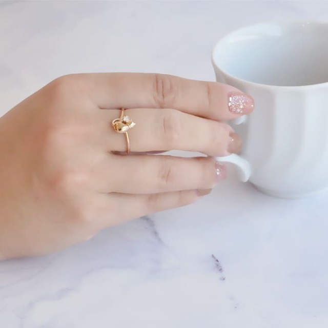Diamond Cat Adjustable Ring しっぽにダイヤモンド輝く 猫の