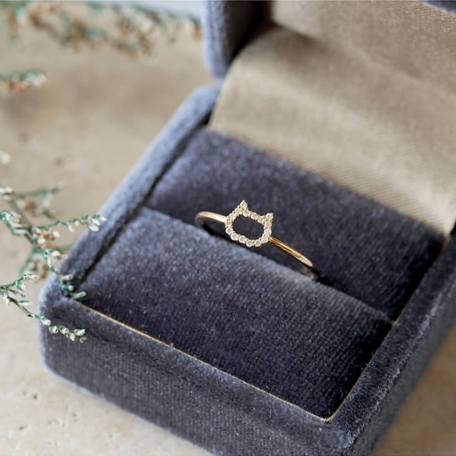 ◇K10イエローゴールド ダイヤモンドネコリング 0.05カラット