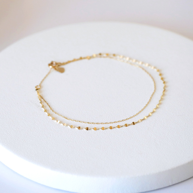 エクレアチェーン 2連ブレスレット【RTB7008】 RITA JEWELRY ［10金