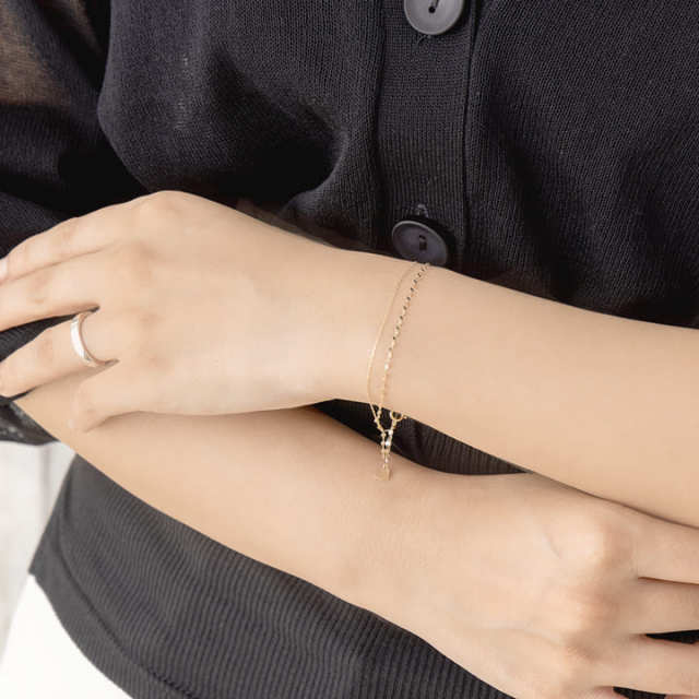 エクレアチェーン 2連ブレスレット【RTB7008】 RITA JEWELRY ［10金