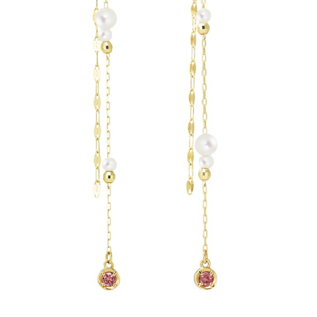 ミラーボール&天然パールピアス【RTE7006】 RITA JEWELRY ［10金