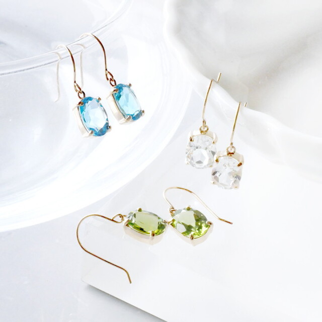 天然石カラーストーンピアス【RTE7010】 RITA JEWELRY ［ロードライト 