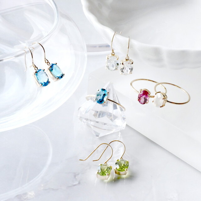 天然石カラーストーンピアス【RTE7010】 RITA JEWELRY ［ロードライト 