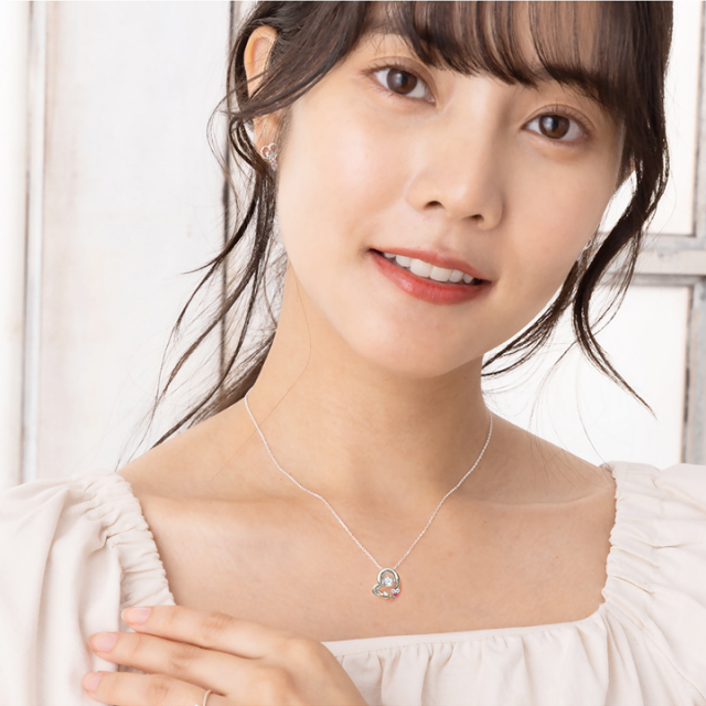 ハートモチーフダンシングストーンシルバーネックレス｜天使の卵