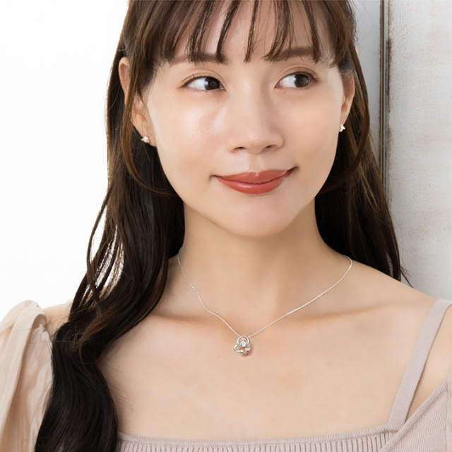 ハートモチーフダンシングストーンシルバーネックレス｜天使の卵