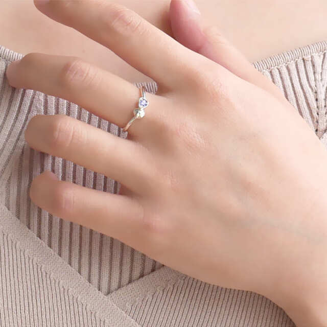 ジュエリーハートシルバーリング （選べる誕生石） ［指輪］｜可愛い  