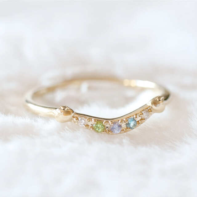3石選べる誕生石 天使の卵マミーズリング【TEN271】｜天使の卵 輝く