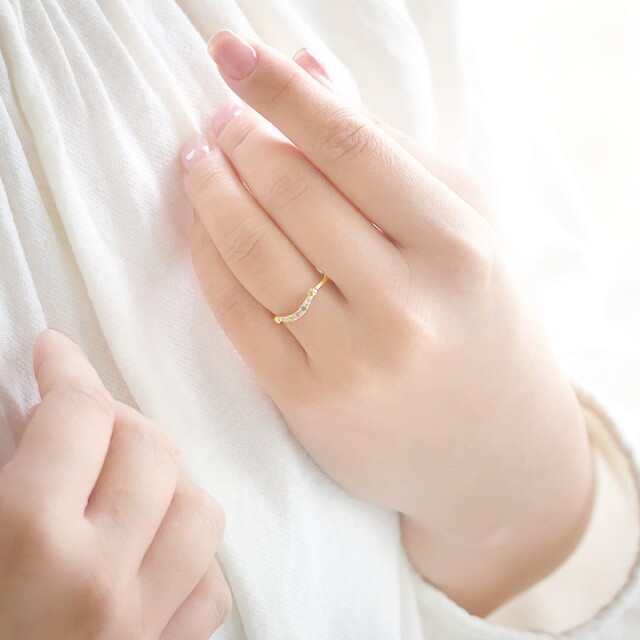 シルバー素材 3石選べる誕生石 マミーリング｜天使の卵 輝く天使の羽