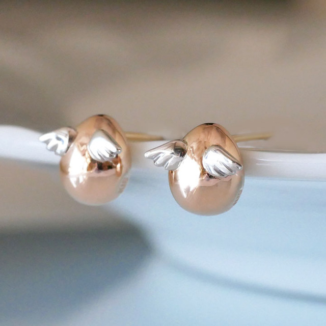 K18YG 可愛い天使のイエローゴールドピアス 片方のみ エンジェル  