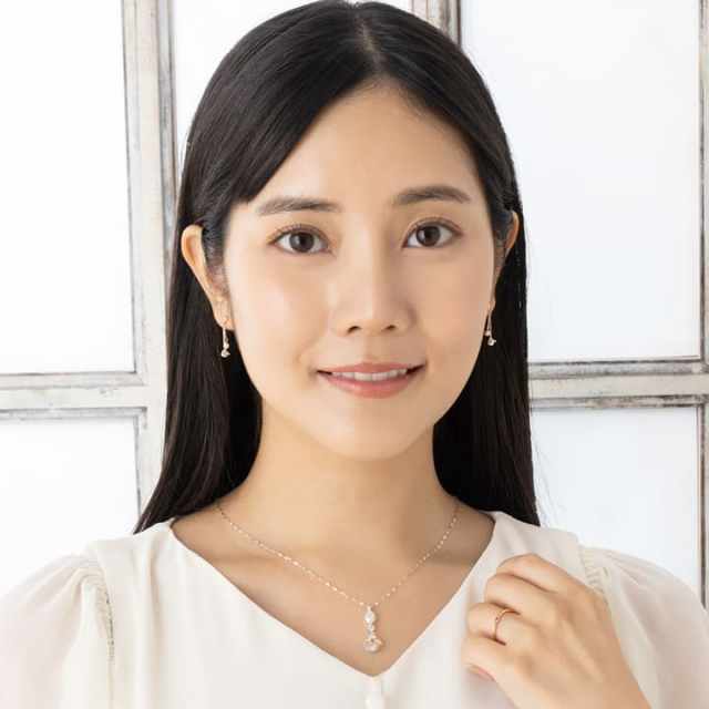 揺れるK10ピンクゴールドチェーンパールピアス｜天使の卵 輝く天使の羽
