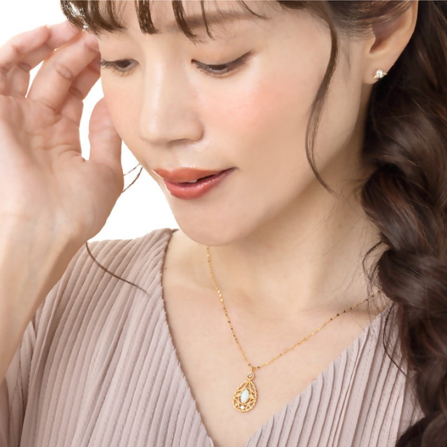 選べる誕生石】数量限定 ミスティカルオパールネックレス｜天使の卵
