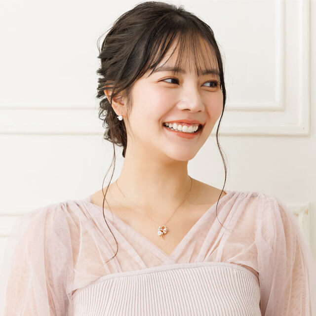 数量限定】天使の卵 リボン＆天然パールネックレス Ribbon & Pearl