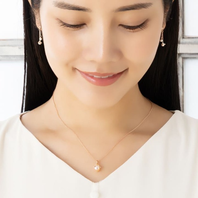 天然パールネックレス ピンクゴールド加工｜天使の卵 輝く天使の羽