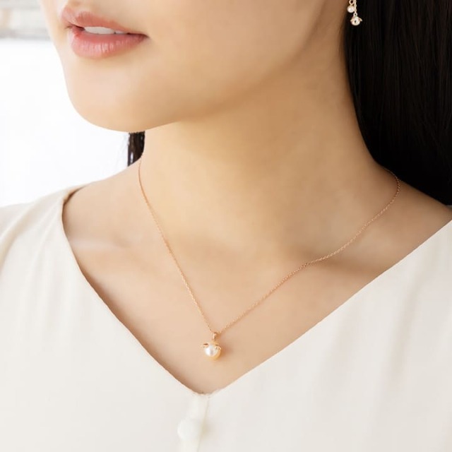 天然パールネックレス ピンクゴールド加工｜天使の卵 輝く天使の羽