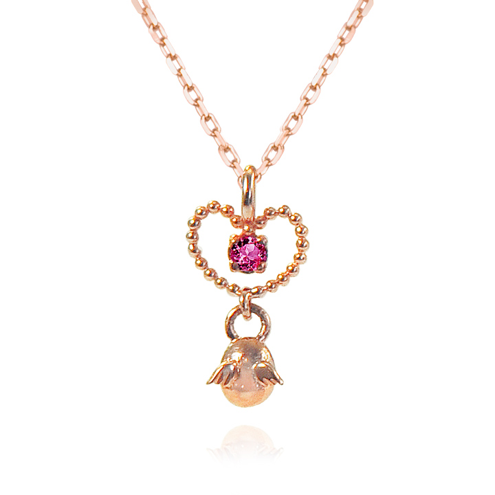 ◆納期約4週間◆天使の卵　～amulet～　K10ピンクゴールドペンダント（ハートモチーフ）　【天使1717R】