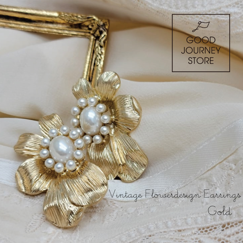 ピアス ゴールド 花 モチーフ お花 フラワー エレガント ピアス  贈り物 プレゼント ピアス ニッケルフリー ゴールド アクセサリー ビンテージ デザイン フラワー デコレーション ピアス ゴールドカラー GOOD JOURNEY STORE PD-VF-G
