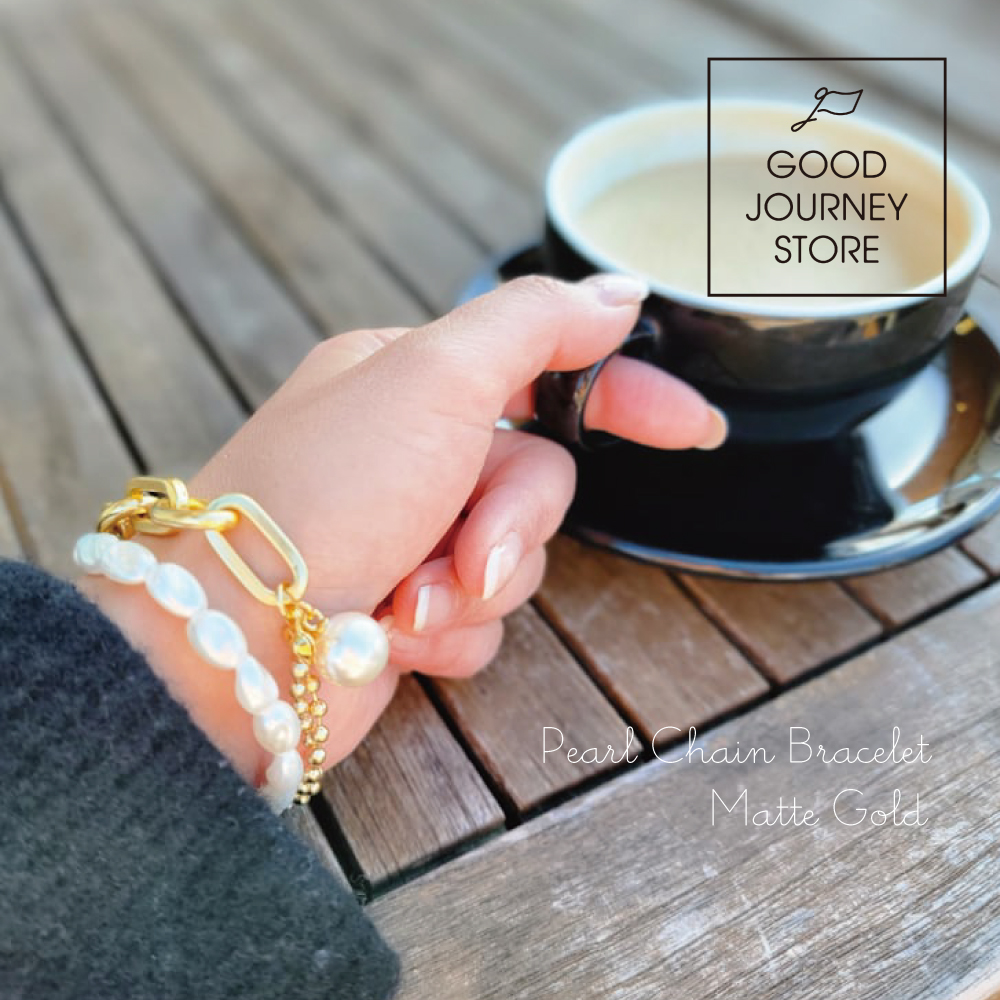 ブレスレット パール ゴールド チェーン ボールチェーン ブレスレット 贈り物 プレゼント ブレスレット 重ね付け 軽量 22.5cm ゴールド パール ネックレス アクセサリー ひと粒パール チェーン×ボールブレスレット GOOD JOURNEY STORE